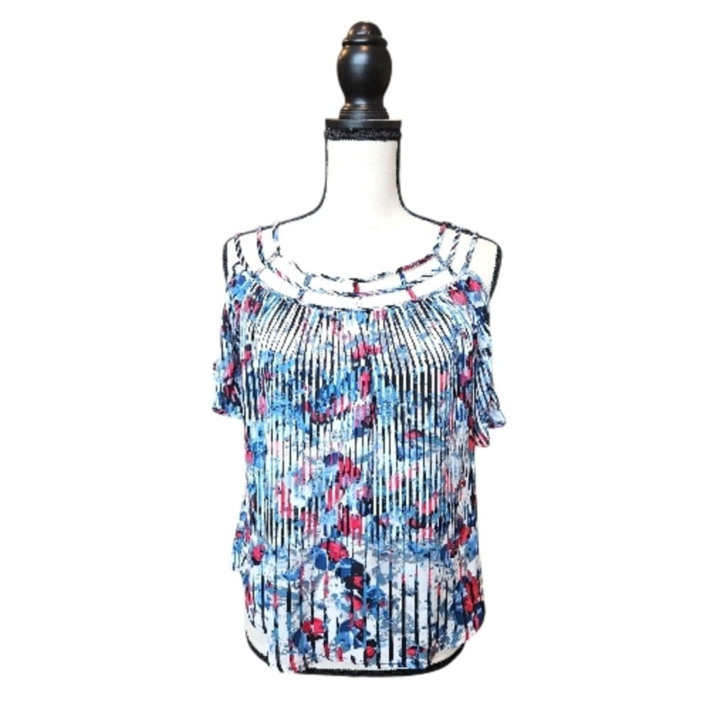 HeartSoul Floral Cold-Shoulder Lightweight Flowy Blouse